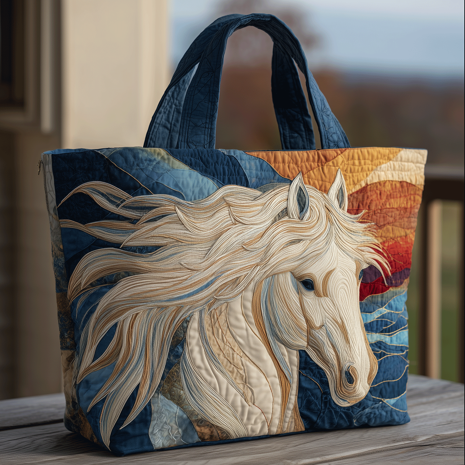 Celestial White Horse Quilted Tote Bag Horsey Christmas Gifts