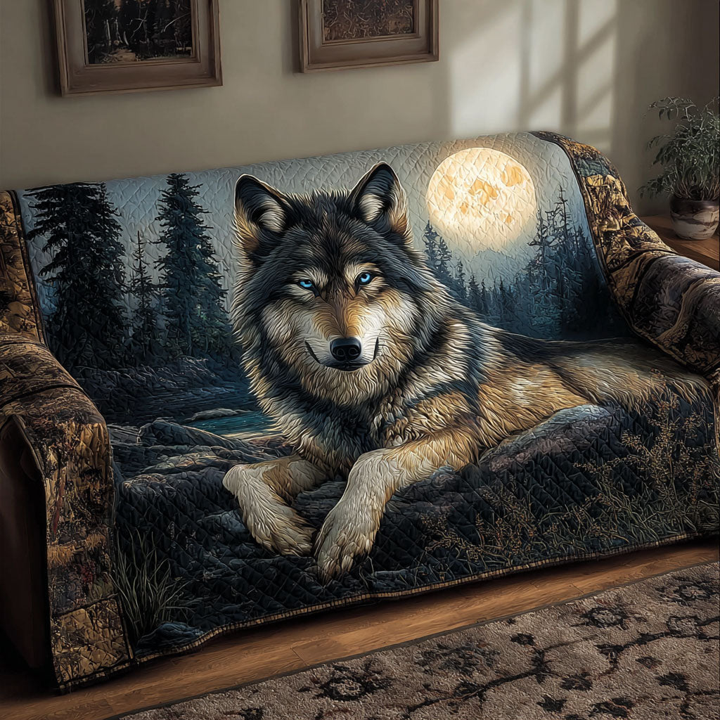Celestial Wolf Quilted Sofa Cover Living Room Decorations Wolf Themed Gift Items