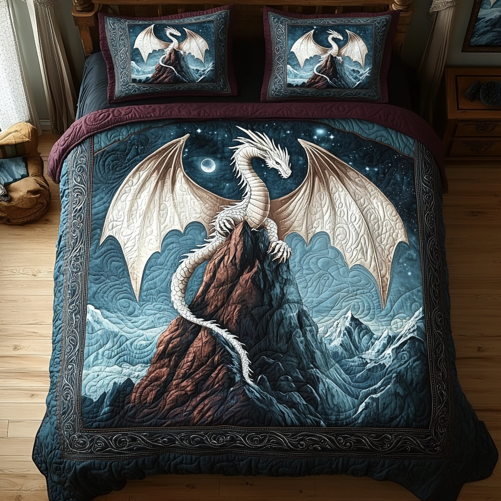 Celestial Wyrm Quilted Bedding Set Bed Decorations Dragon Presents