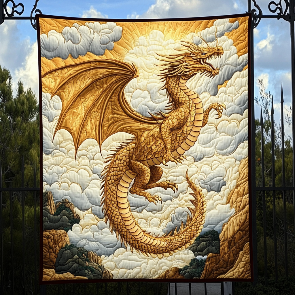 Celestial Wyrm Quilted Blanket Unique Dragon Gifts