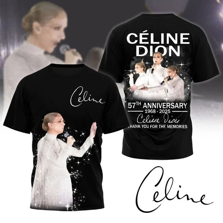 Celine Dion 57th Anniversary 1968 2025 Thank You For The Memories T-Shirt Gifts For Music Enthusiasts