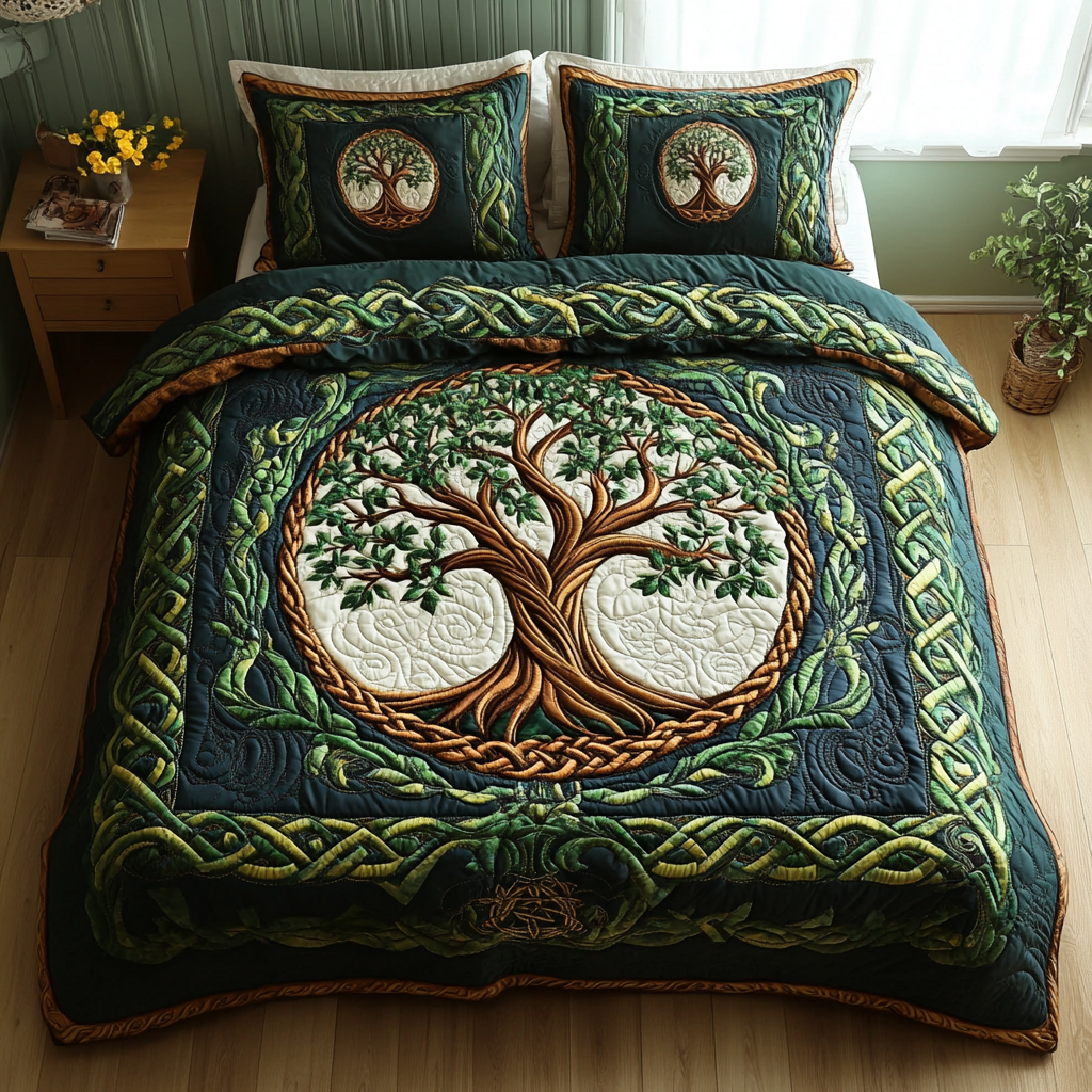 Celtic Canopy Quilt Bedding Set Comforter Sets Queen Gifts For Religious Woman
