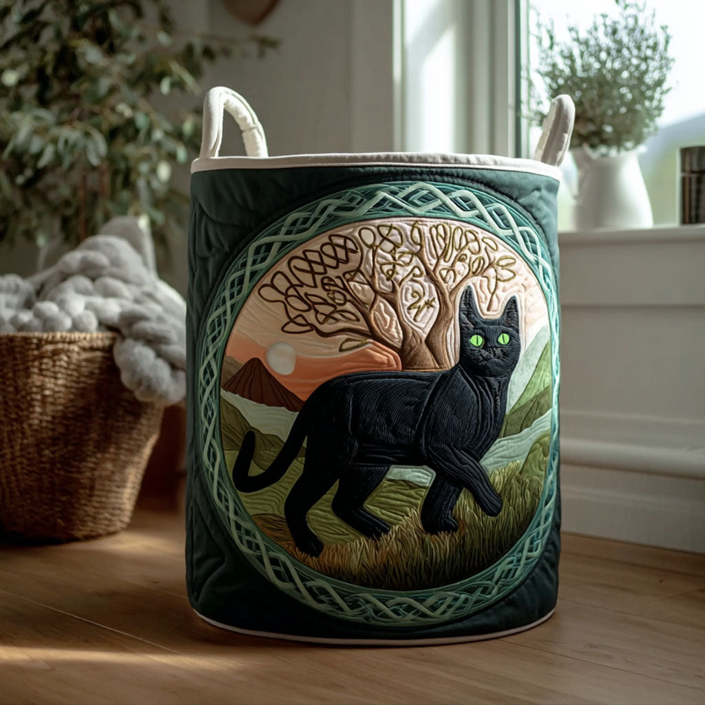 Celtic Charm Cat Quilted Laundry Basket Beautiful Quilted Laundry Organizer Gift for Couples