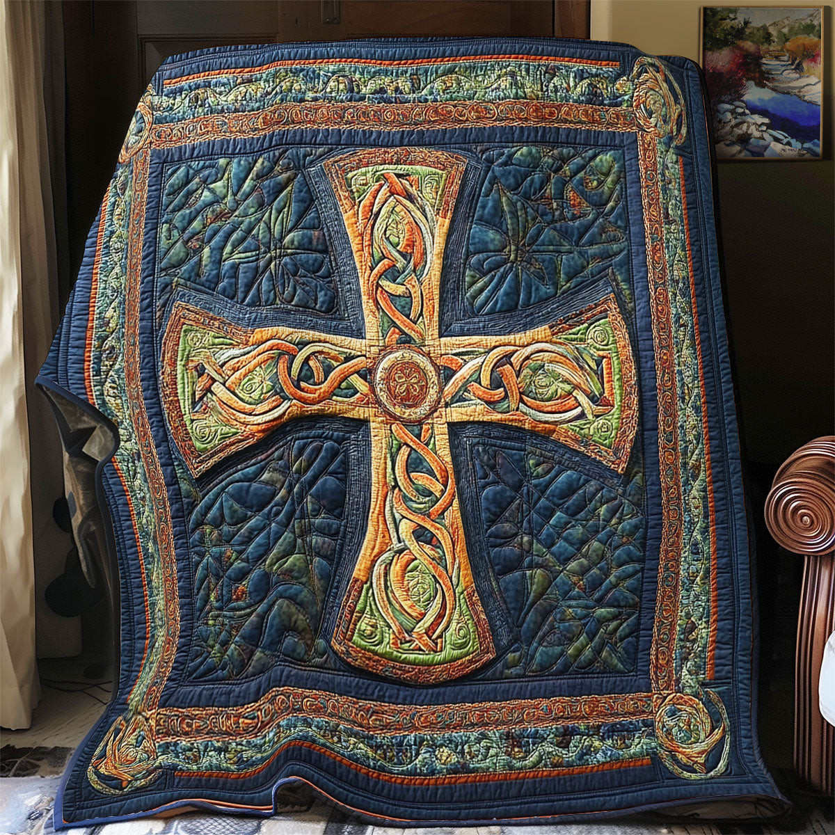 Celtic Cross Quilt Blanket Throws And Blankets Special Gift For Father