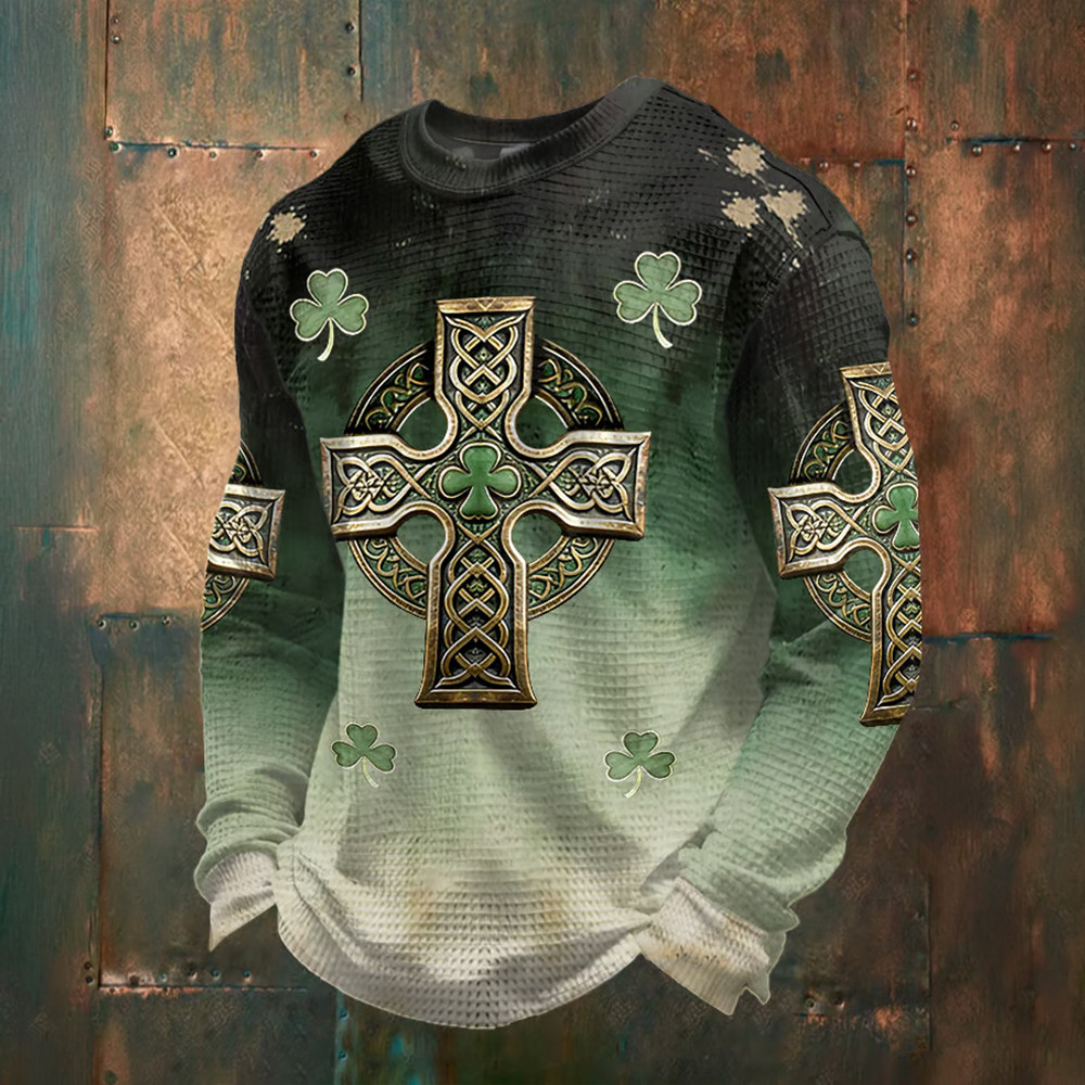 Celtic Cross Saint Patricks Day Long Sleeve Shirt St Patrick's Day Clothing St Paddys Present