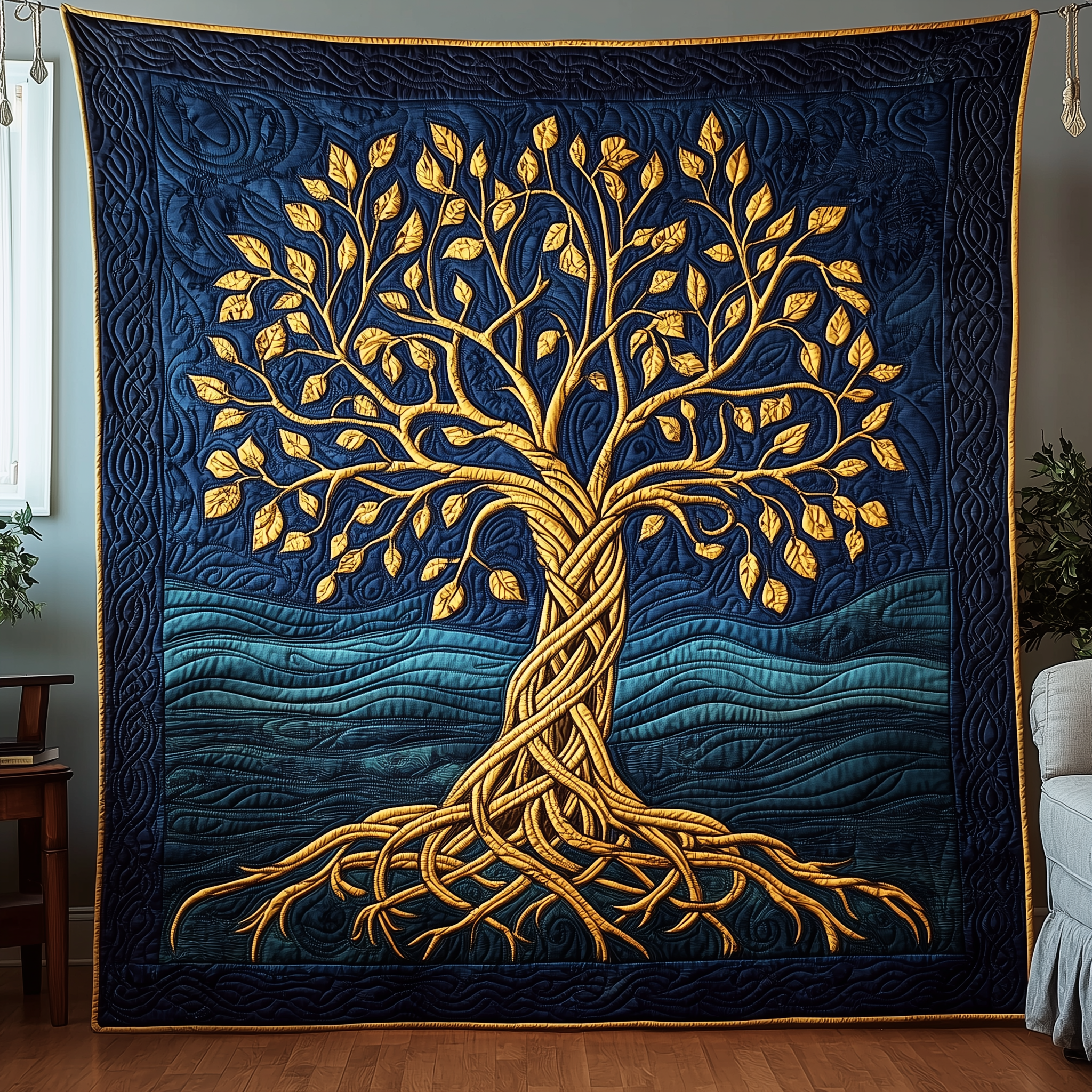 Celtic Heritage Tree of Life Quilted Blanket Ancient Symbol Tree Of Life Gifts For Grangarents