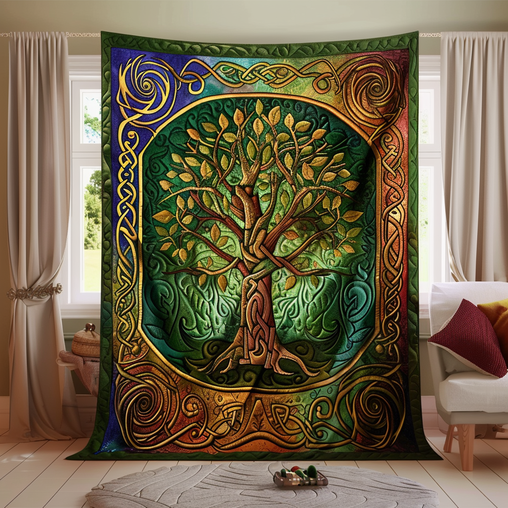 Celtic Heritage Tree of Life Quilted Blanket Tree Of Life Gifts For Her