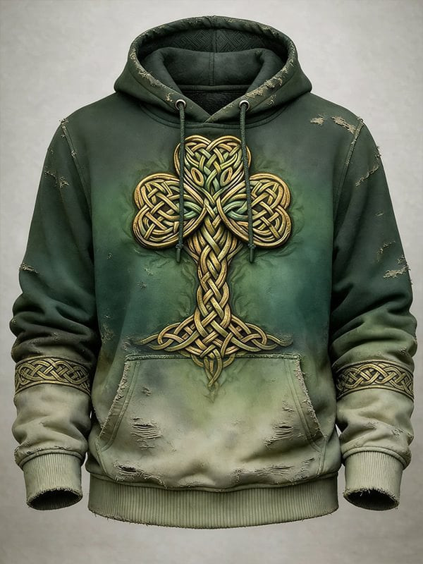 Celtic Knotwork Shamrock Vintage Hoodie St Patricks Day Gear Best St Patrick's Gifts For Irish