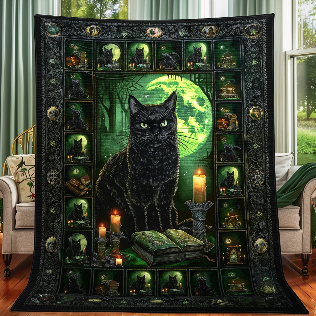 Celtic Magic Black Cats Quilted Blanket Cat Christmas Gifts