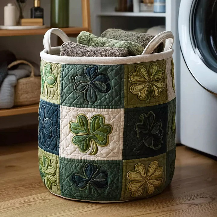 Celtic Meadow Serenity Quilted Laundry Basket Irish Heritage Home Organizer Best Gift For Celtic Lovers