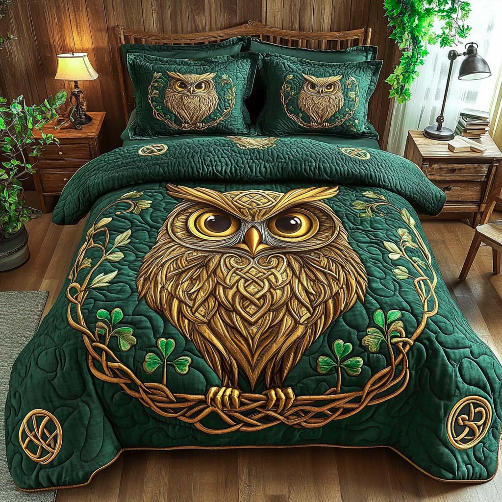 Celtic Night Guardian Quilted Bedding Set Warm and Elegant Bedding Gift Set for Every Home