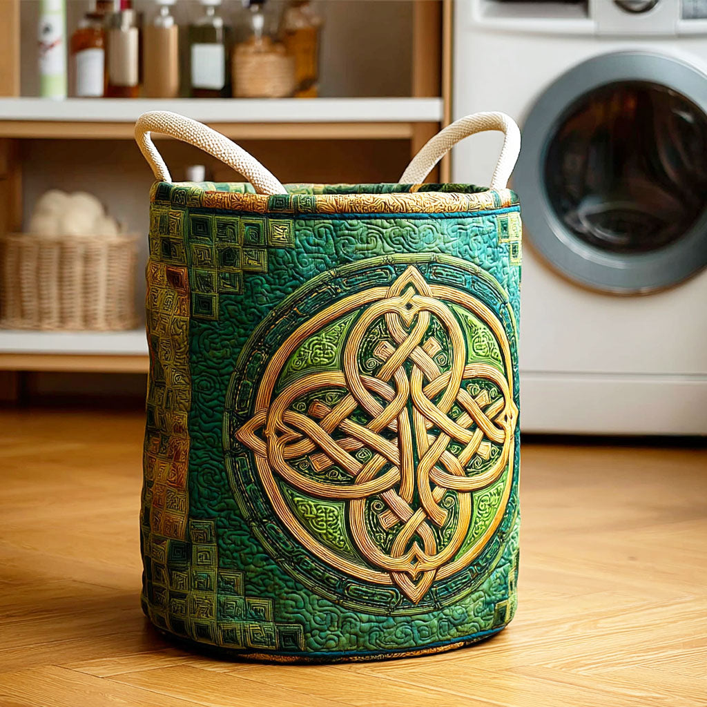 Celtic Nightfall Quilted Laundry Basket Charming Quilted Laundry Basket Gift for Cozy Homes