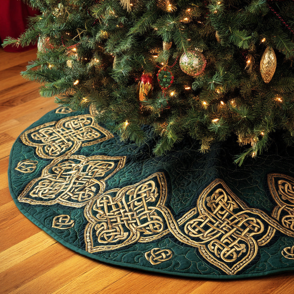 Celtic Rune Harmony Christmas Quilted Tree Skirt Holiday Decor Christmas Gifts Ideas