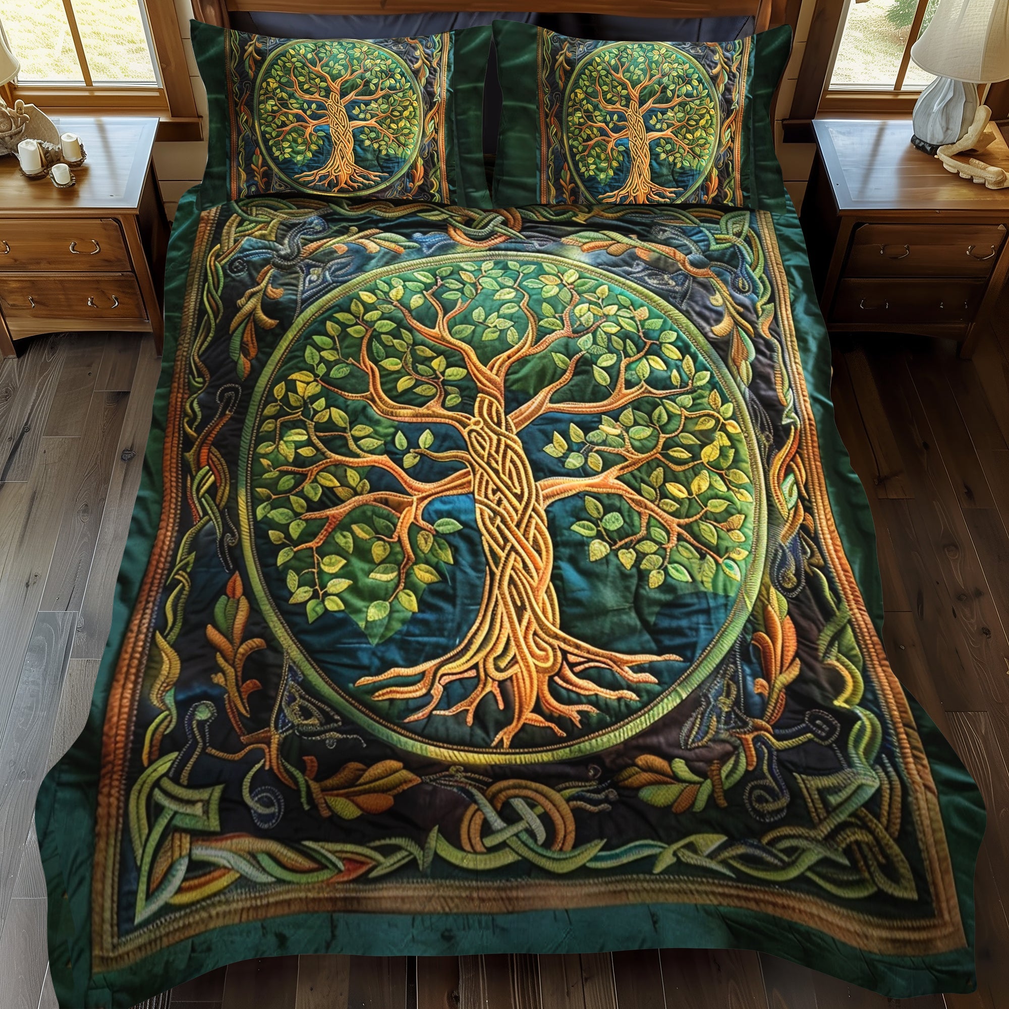 Celtic Tree of Life Art Quilted Bedding SetKing Size Duvet Cover Useful Gifts For Mom