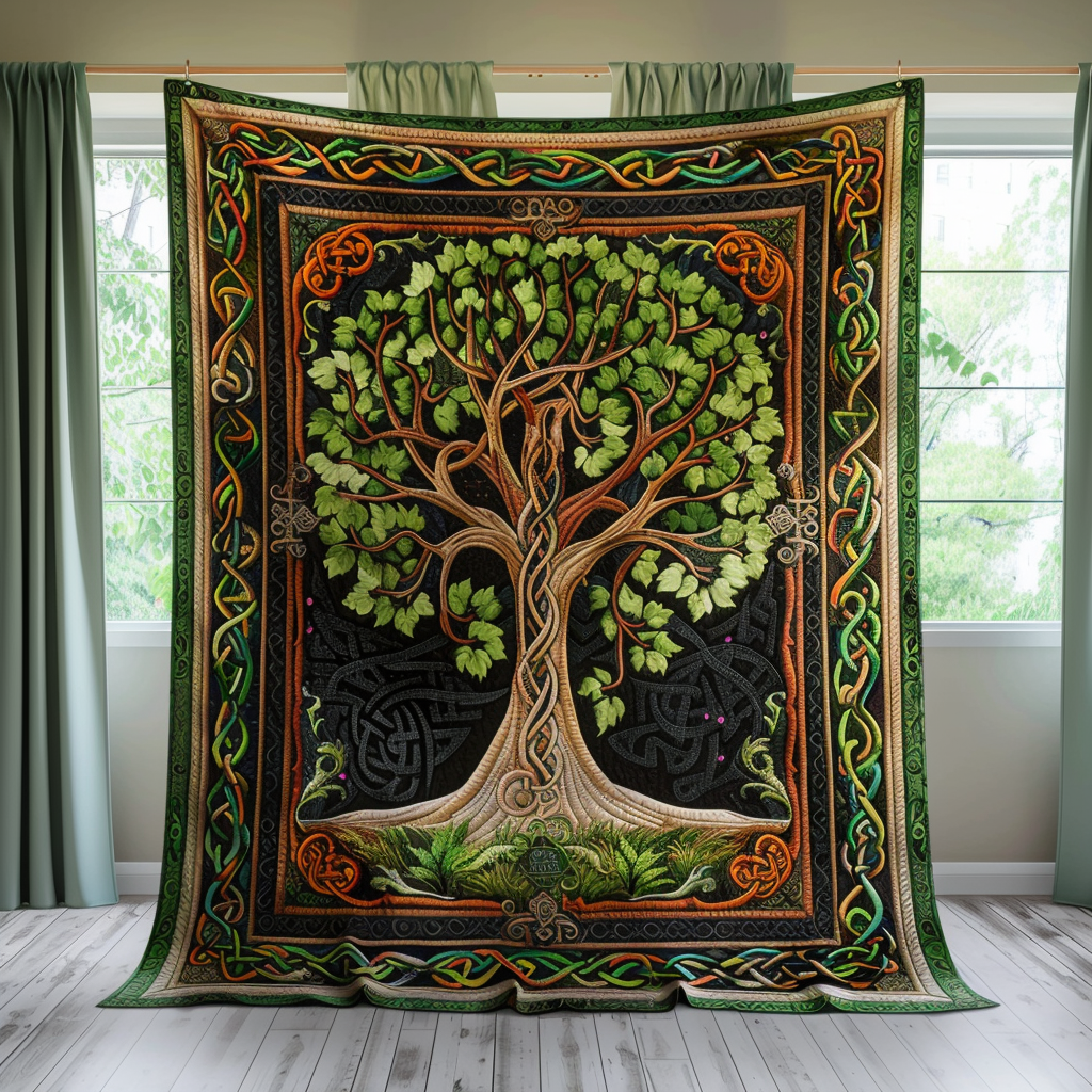 Celtic Tree of Life Art Quilted Blanket Life Tree Blanket