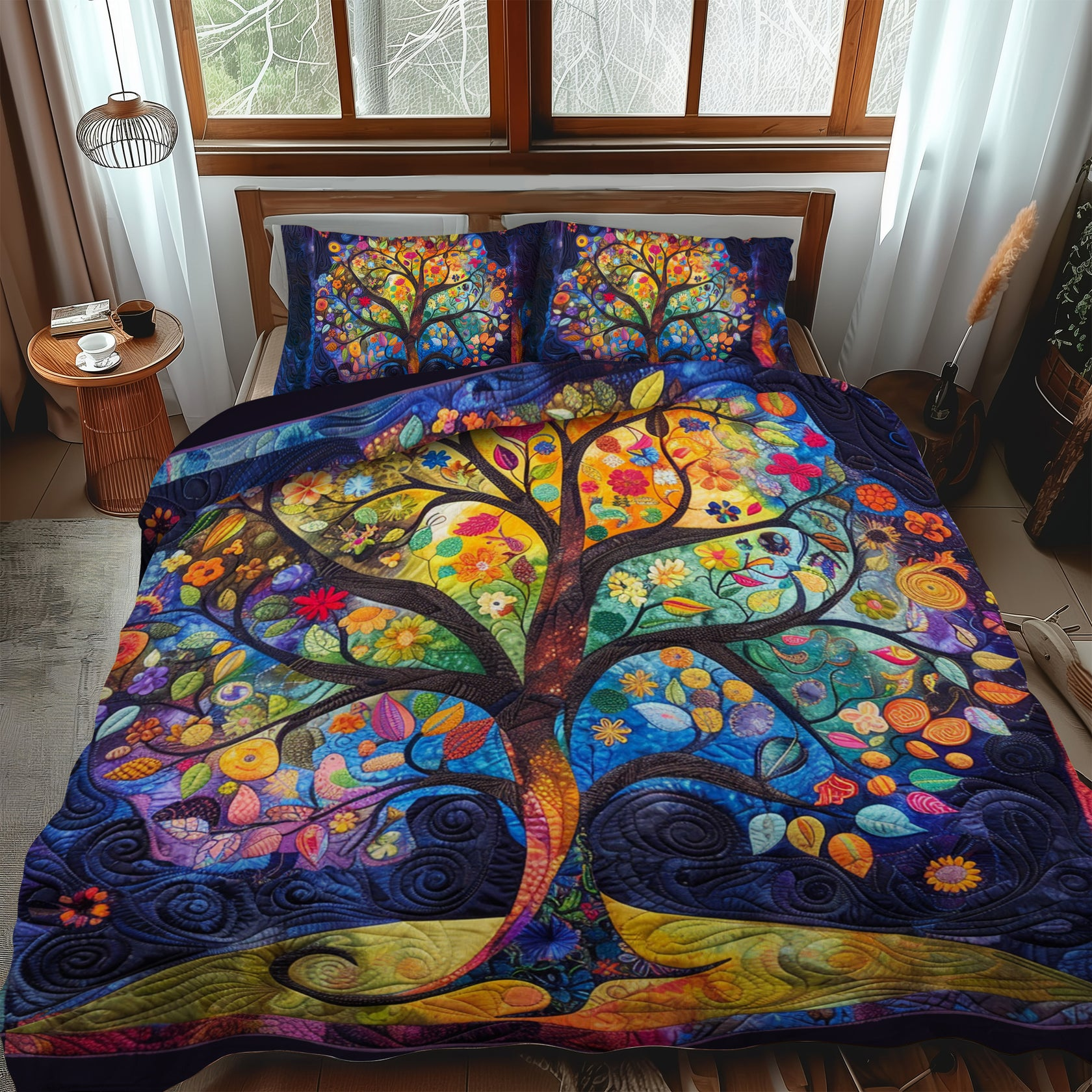 Celtic Tree of Life Quilt Bedding Set Full Size Sheets Good Gift for Mom