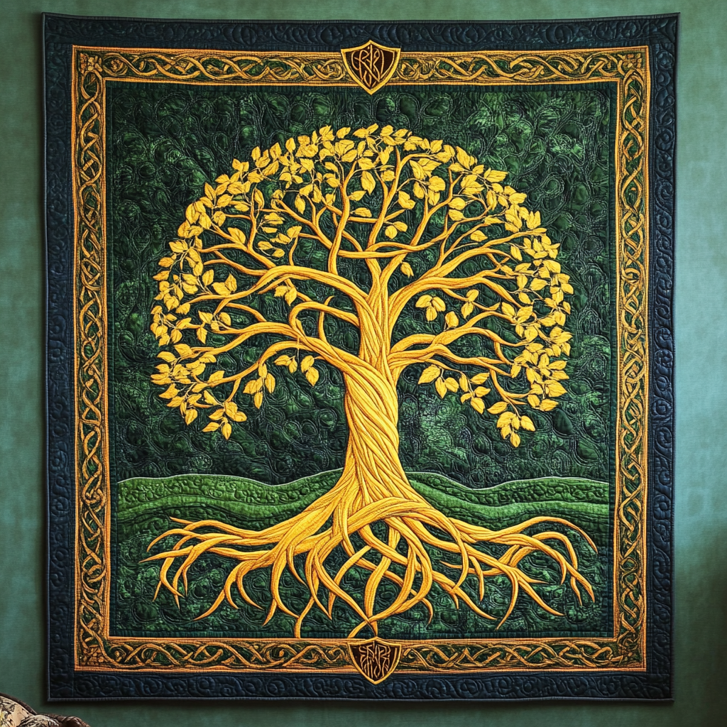 Celtic Tree Of Life Quilt Blanket Queen Size Blanket Good Gifts For Men