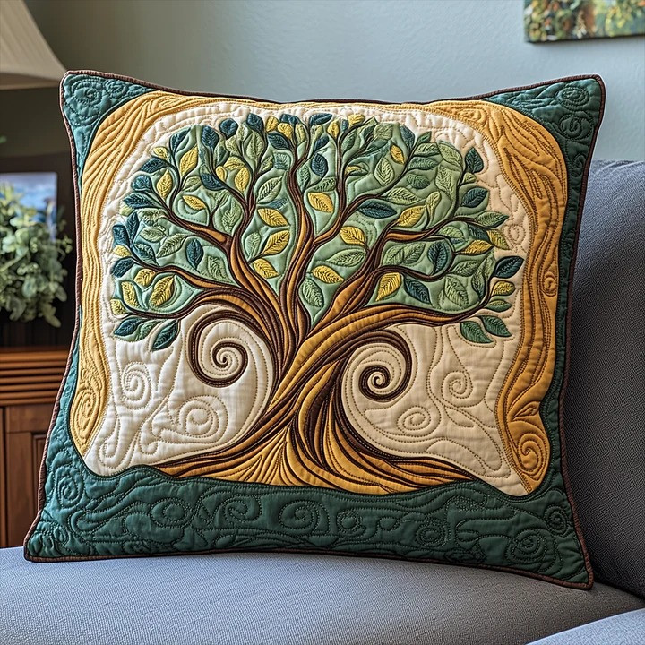 Celtic Tree Of Life Quilted Pillow Case Irish Nature Home Decor Best Gift For Nature Lovers