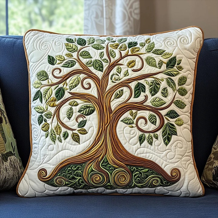 Celtic Tree Of Life Quilted Pillow Cover Irish Nature Art Boho Home Decor Best Gift For Family