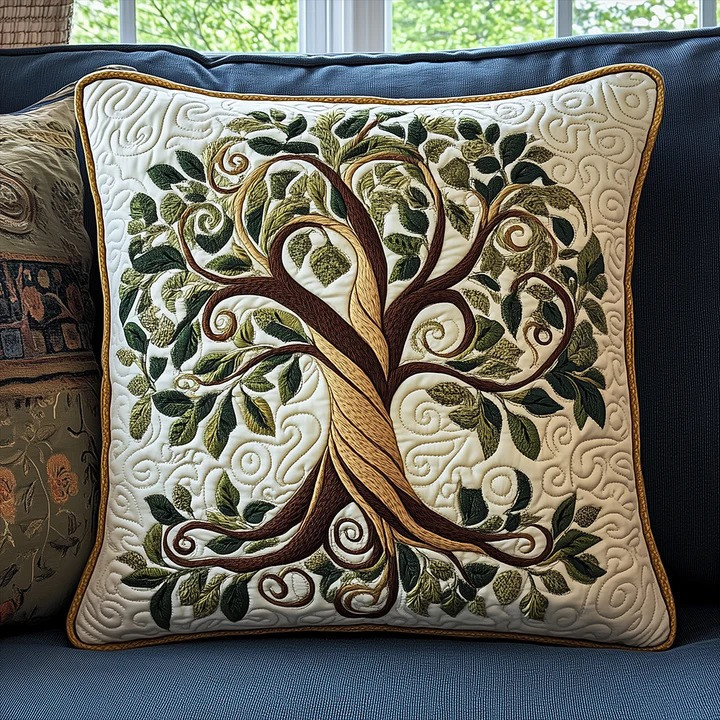 Celtic Tree Of Life Twisted Quilted Pillow Case Irish Nature Art Home Decor Best Gift Ideas
