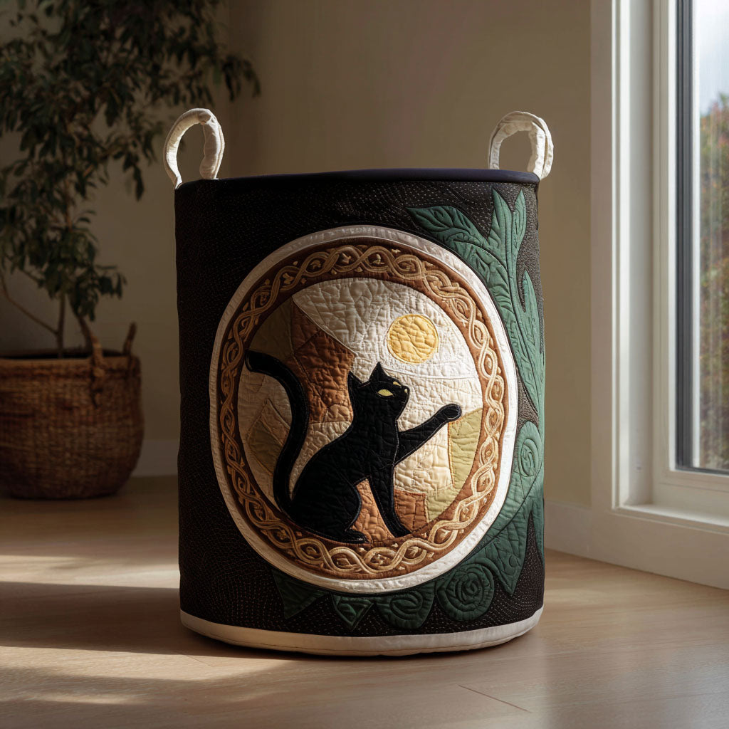 Celtic Twilight Cat Quilted Laundry Basket Thoughtful Home Organization Gift for Loved Ones