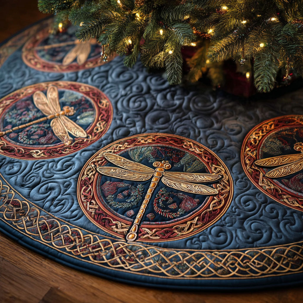 Celtic Wings Christmas Quilted Tree Skirt Unique Quilted Tree Skirt Gift for Loved Ones