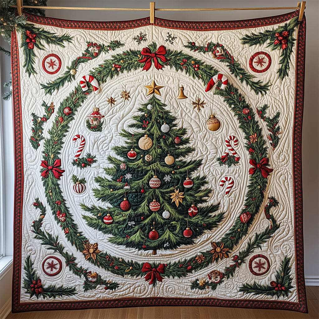 Central Geometrisc Christmas Tree Quilt Soft Quilt Blanket Gift to Warm Hearts