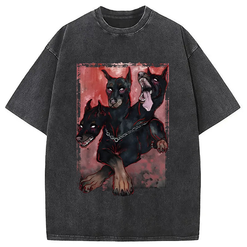 Cerberus In The Hell Washed T-Shirt Cool Urban Street Style Shirt Gifts For Sister Cerberus In The Hell Washed T-Shirt Cool Urban Street Style Shirt Gifts For Sister