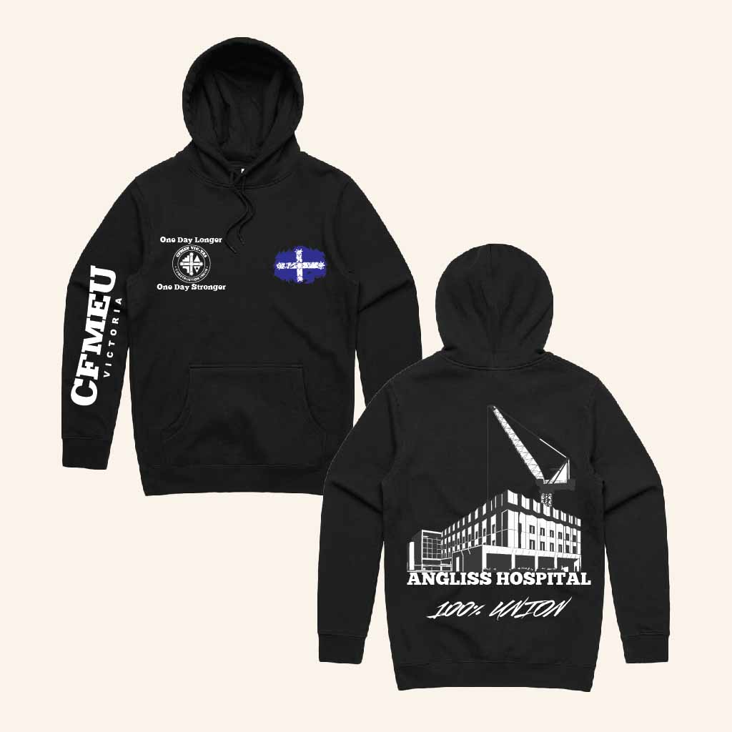 CFMEU Merch Angliss Hospital Jobsite Hoodie Birthday Present For Him CFMEU Merch Angliss Hospital Jobsite Hoodie Birthday Present For Him
