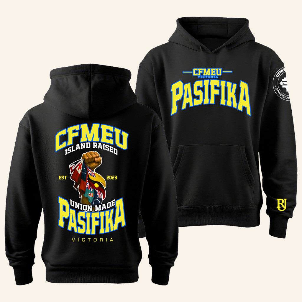 CFMEU Merch Pasifika Union Raised Hoodie Gift Ideas For Him CFMEU Merch Pasifika Union Raised Hoodie Gift Ideas For Him