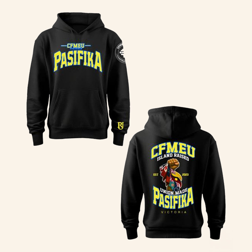 CFMEU Merch Pasifika Union Raised Yellow And Blue Hoodie Gifts For Dudes