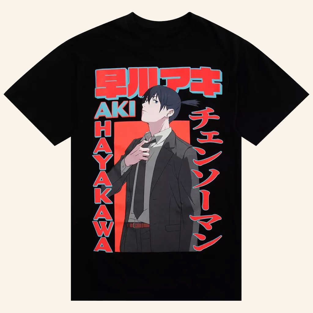 Chainsaw Man Merch Aki Name Puff T-Shirt Cool Gifts For Anime Fans