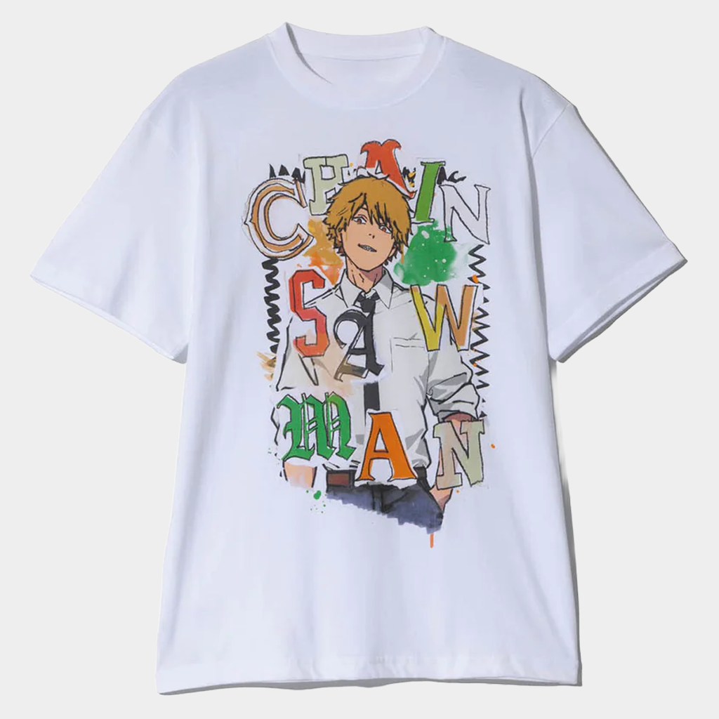 Chainsaw Man Merch Reze Arc The Movie X Glamb Denji T-Shirt White Best Gifts For Anime Fans