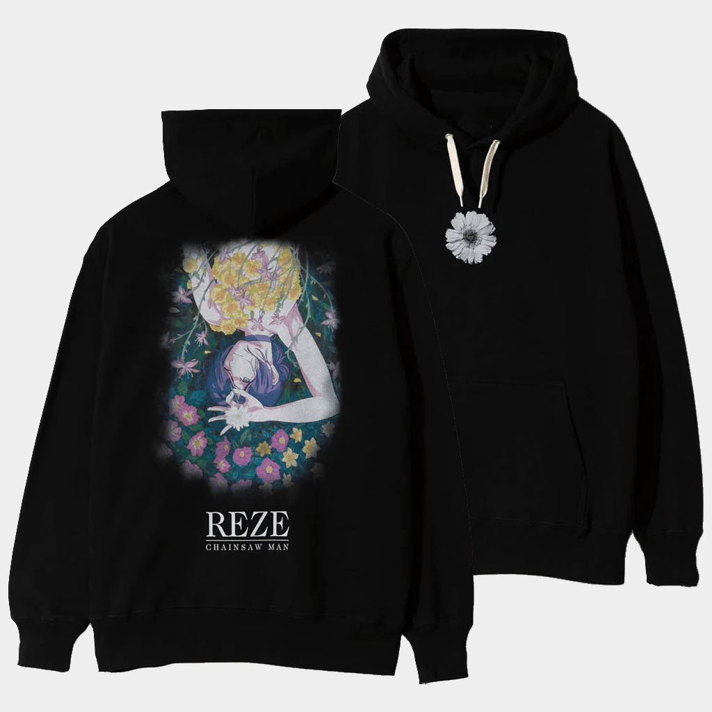 Chainsaw Man Merch Reze Arc The Movie X Glamb Reze Black Hoodie Cool Gifts For Anime Fans