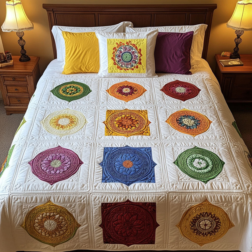 Chakra Bloom Quilted Bedding Set Thoughtful Bedroom Gift Idea for Any Occasion