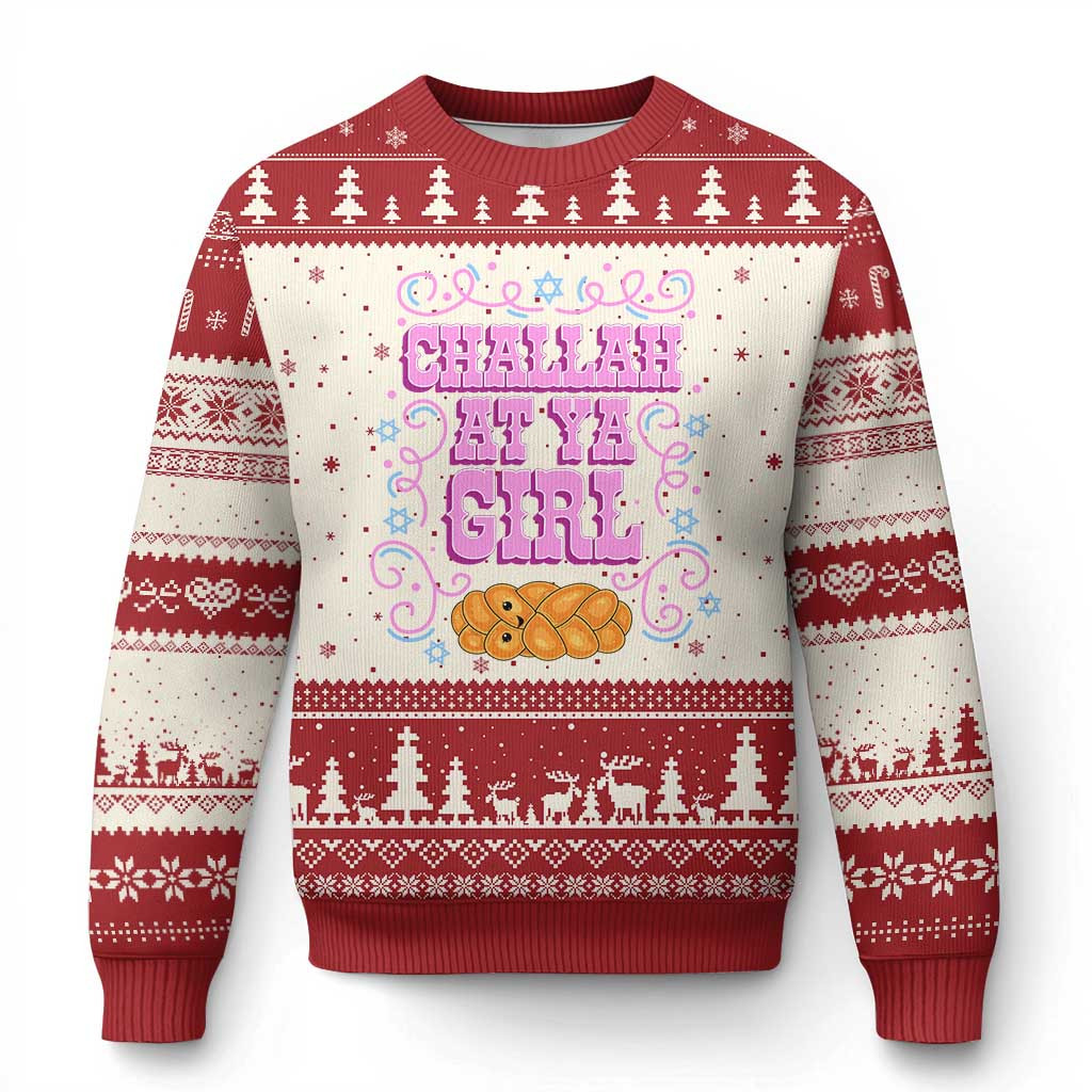 Challah At Ya Girl Ugly Christmas Sweater Jewish Holiday Gift For Girlfriend