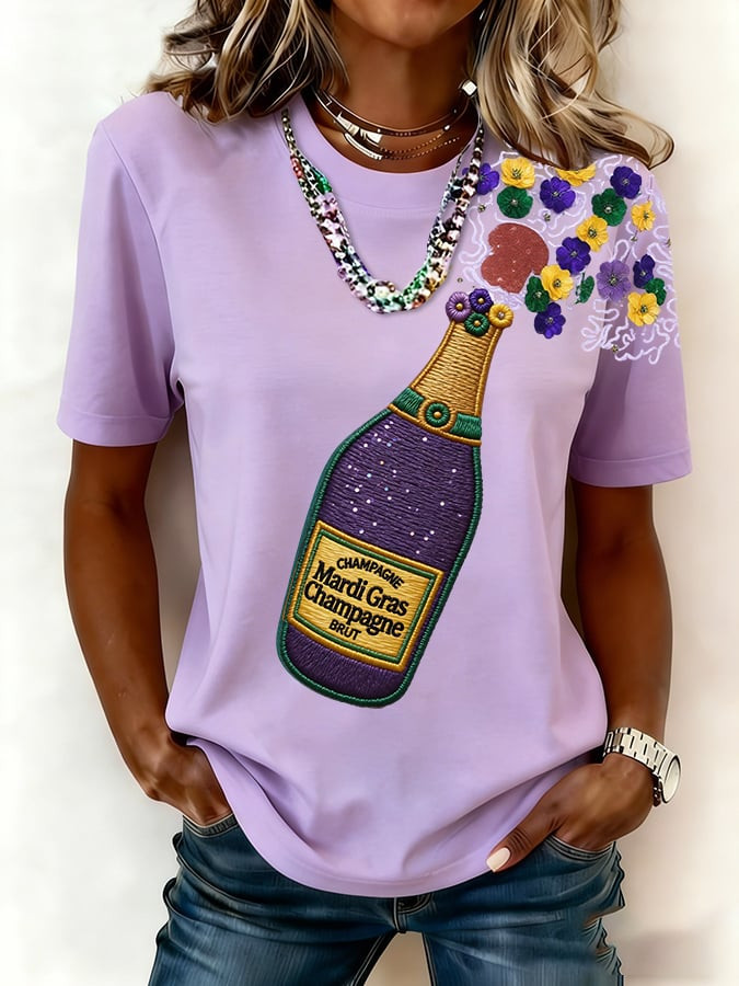 Champagne And Flowers Mardi Gras Shirt Cute Clothes For Mardi Gras Gifts For Wife