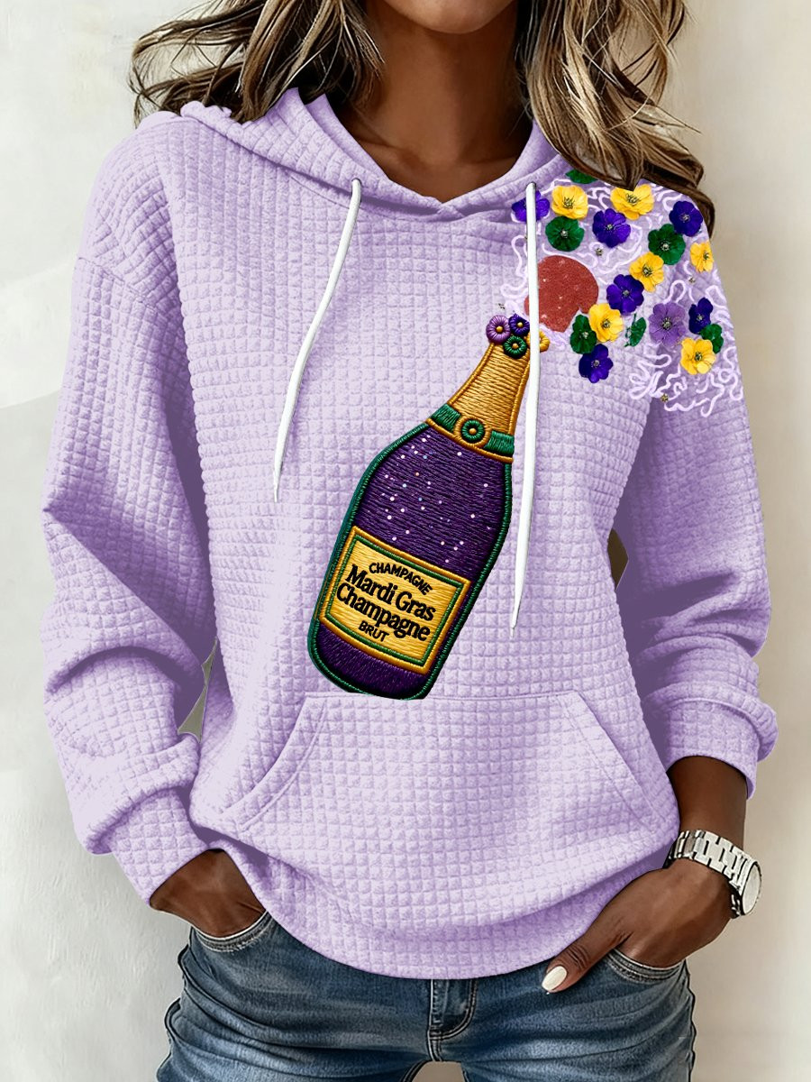Champagne And Flowers Mardi Gras Waffle Hoodie Cute Clothes For Mardi Gras New Orleans Hoodie Champagne And Flowers Mardi Gras Waffle Hoodie Cute Clothes For Mardi Gras New Orleans Hoodie