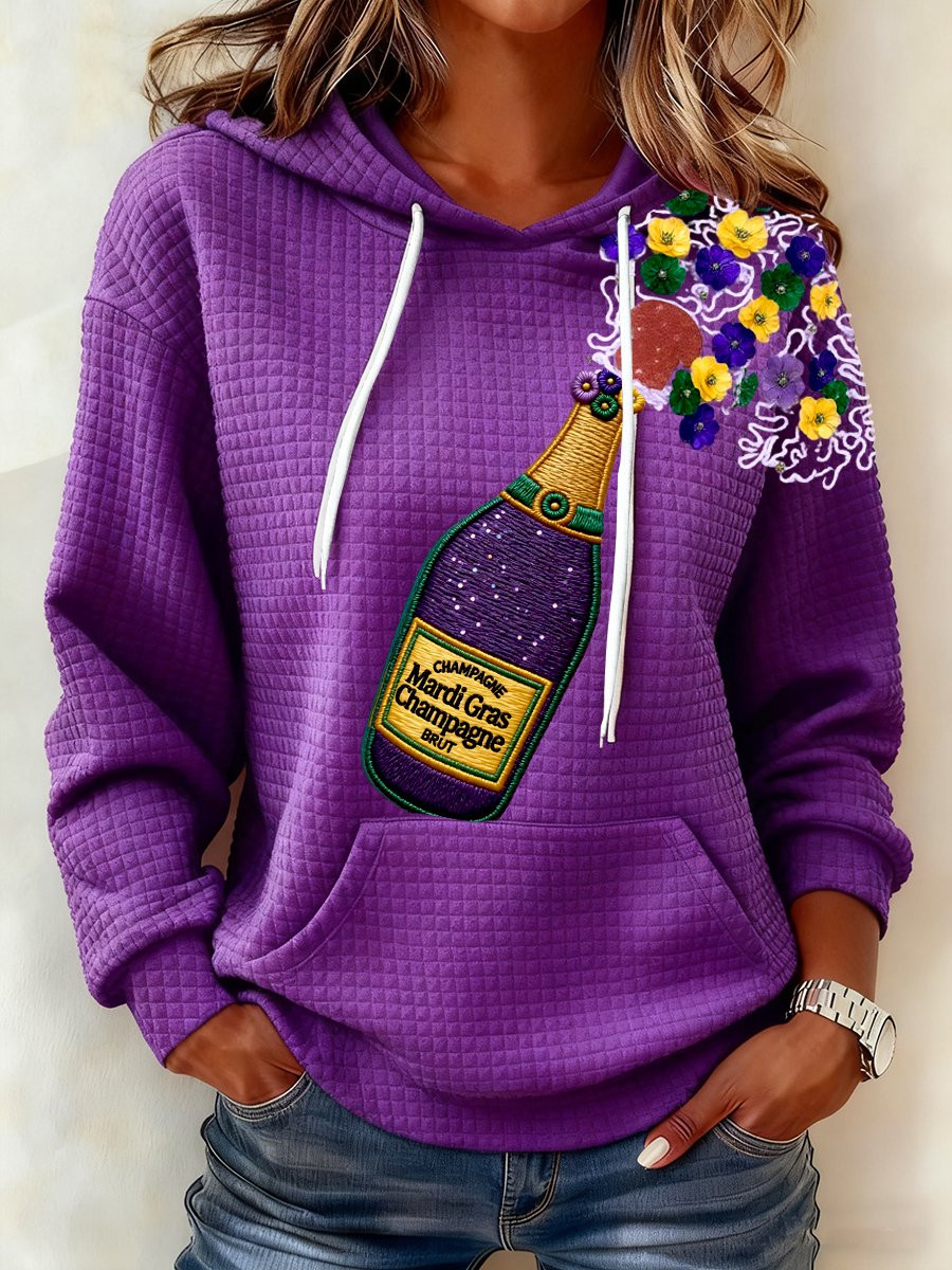 Champagne And Flowers Mardi Gras Waffle Hoodie Cute Mardi Gras Clothes New Orleans Hoodie Champagne And Flowers Mardi Gras Waffle Hoodie Cute Mardi Gras Clothes New Orleans Hoodie