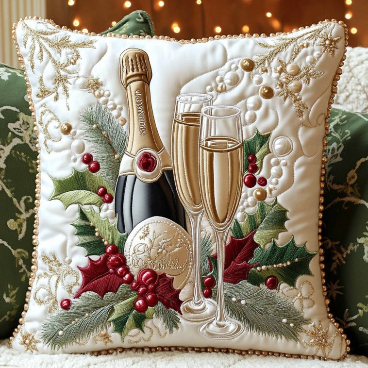 Champagne Night Quilt Pillow Case Elegant Pillow Cover Gift for Home Lovers