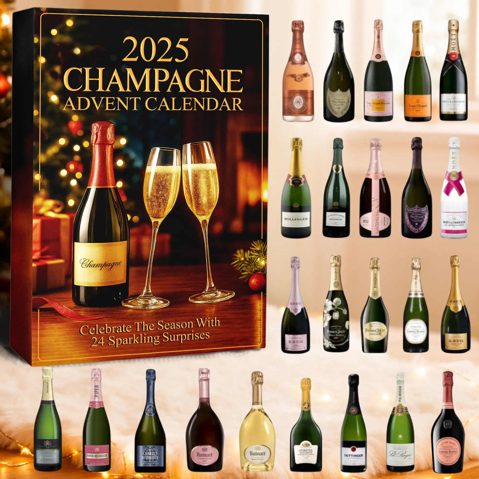 Champange Party Ornament Advent Calendar Christmas Countdown Decor Wine Lover Xmas Gifts