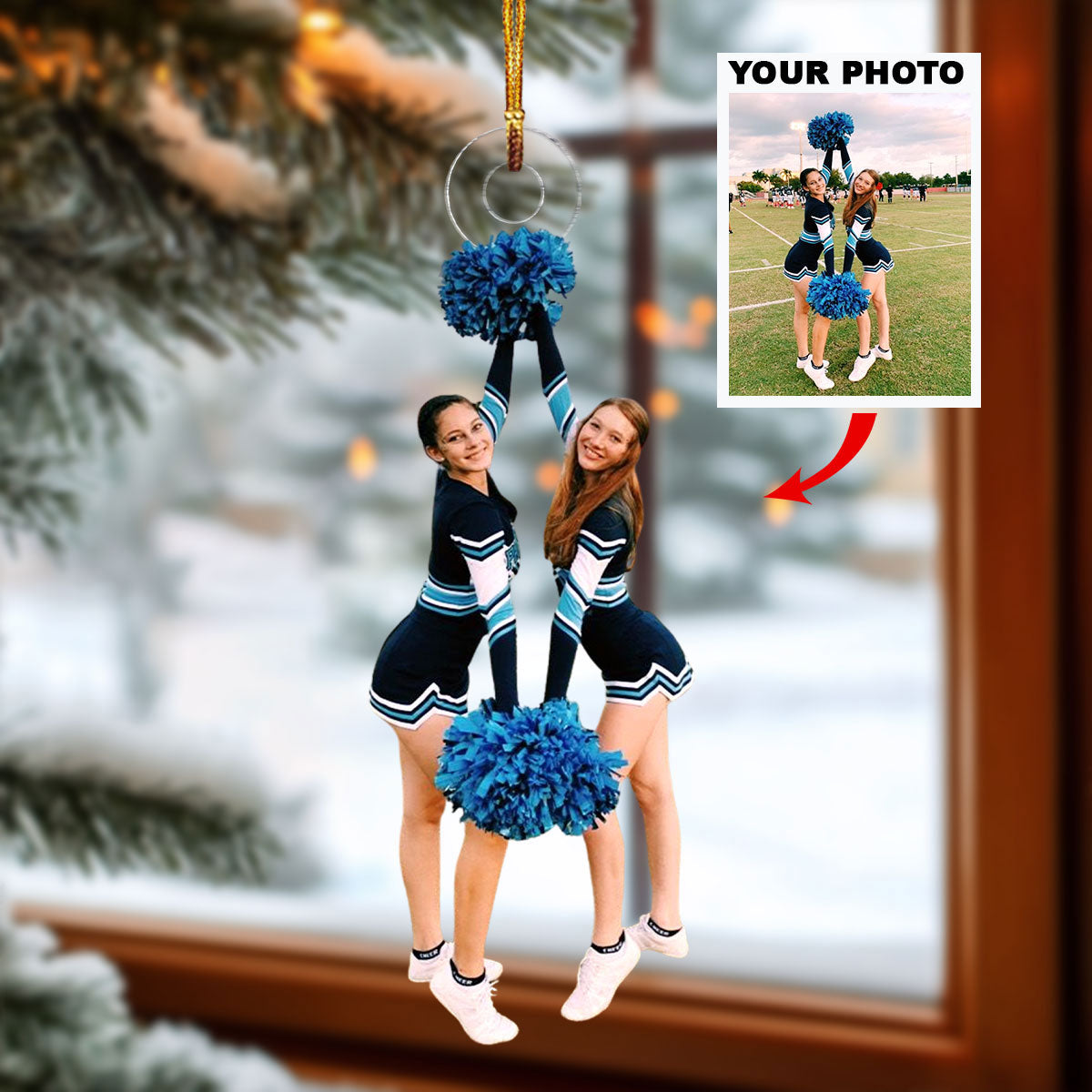 Champion Cheer Personalized Photo Mica Ornament Christmas Gift For Cheerleaders Family