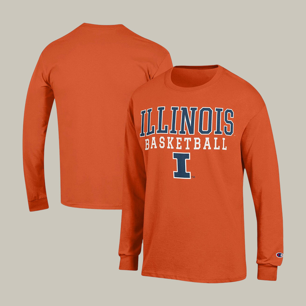 Champion Illinois Fighting Illini Basketball Long Sleeve Shirt Final Four Apparel Gift For Men