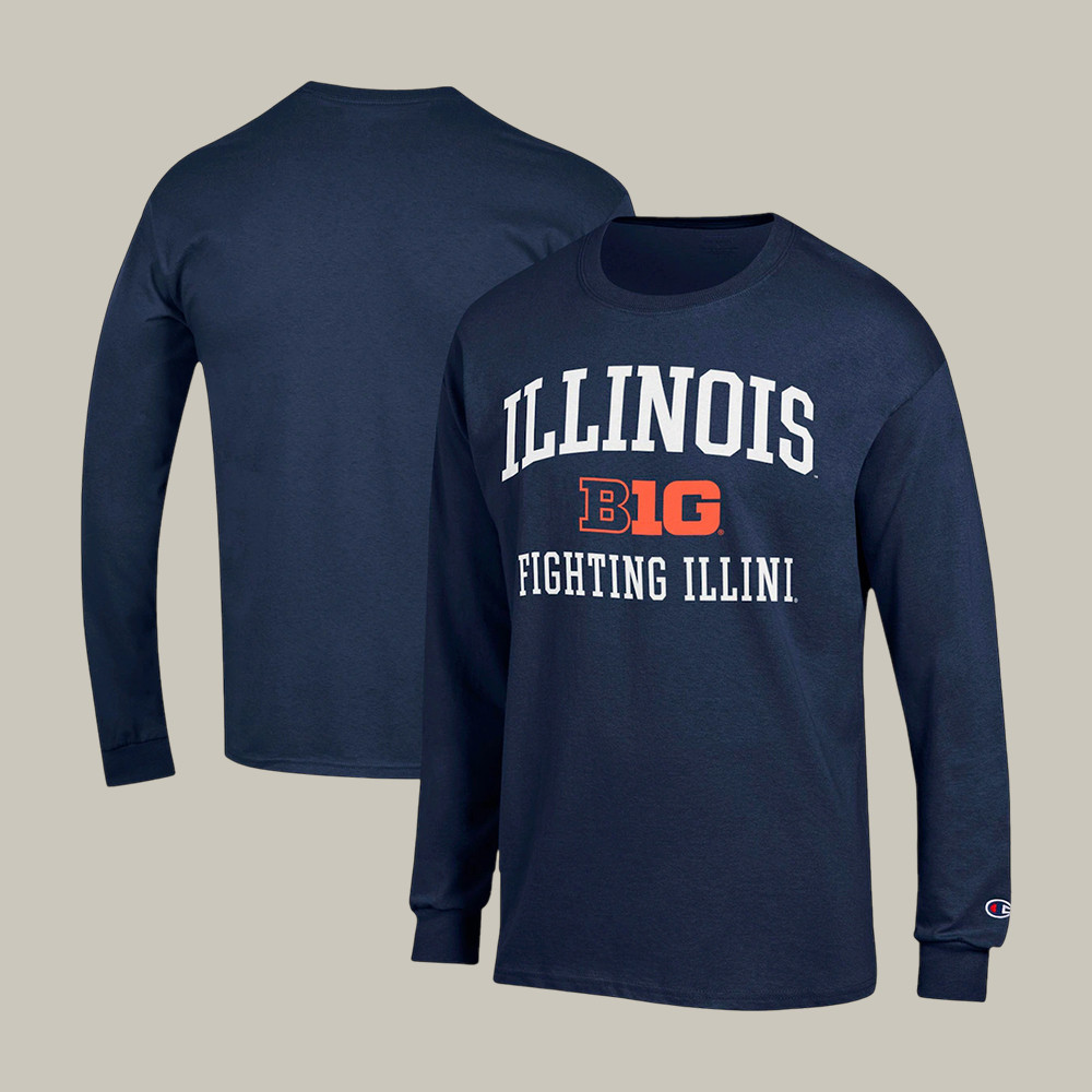 Champion Illinois Fighting Illini Big Ten Long Sleeve Shirt March Madness Clothing Fan Gear