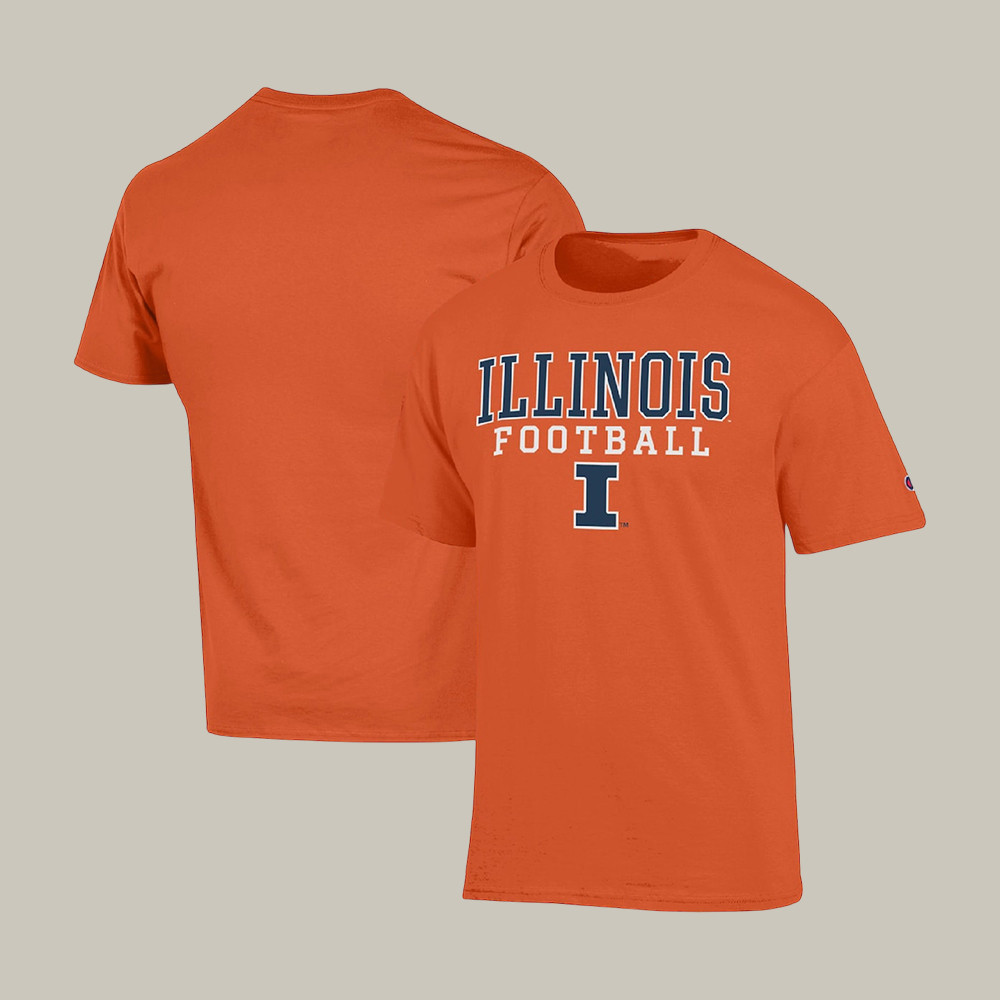 Champion Orange Illinois Fighting Illini Football T-Shirt Game Day Clothing Best Fan Gifts