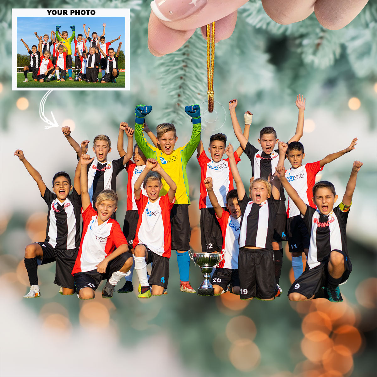 Champion United Personalized Photo Mica Ornament Christmas Gift For Football Players