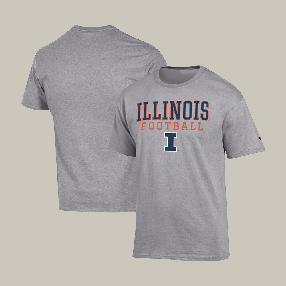 Champions Illinois Fighting Illini Football Stack T-Shirt Game Day Clothing Gift For Fans