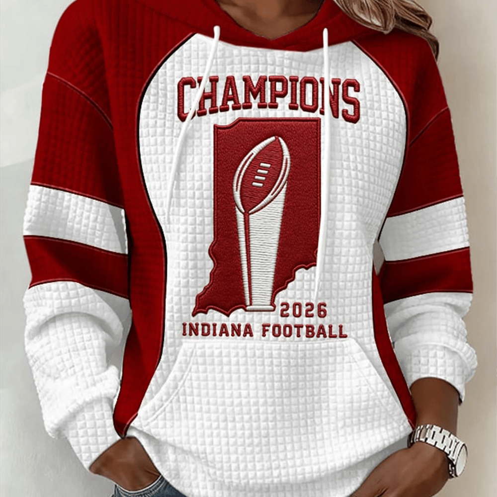 Champions Indiana Football Hoodie Game Day Merch Cool Gift For Girlfriend