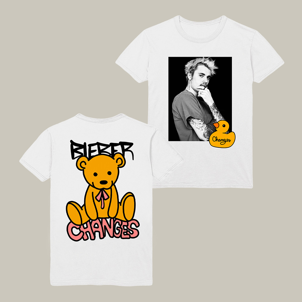 Changes Duck Bear Photo Justin Bieber T-Shirt Justin Bieber Coachella 2026 Clothes Gift For Justin Bieber Fans