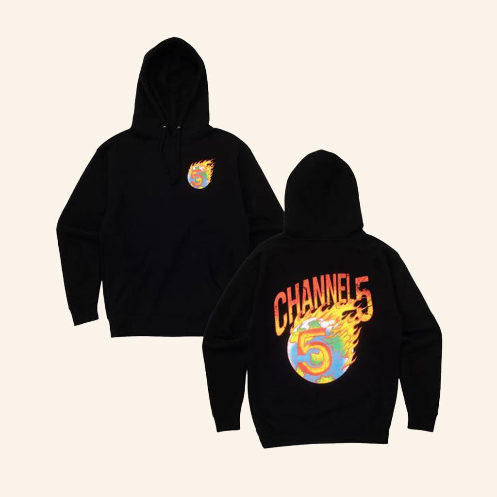 Channel 5 Merch On Fire Black Hoodie Gifts For Him